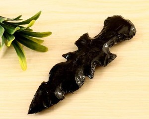 Cuchillo de Obsidiana Negra, Decoración para el Hogar, Cristal Tallado a Mano, Escultura de Piedra, Energía Curativa, Feng Shui, Artículo Decorativo de Regalo - Product Image 1