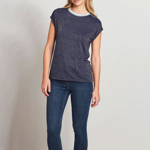 Camisetas de Mujer de Manga Corta con Cuello Alto de Malla Transpirable, Estampado Digital, Parches, Antipilling, Tejido Elástico Suave, Casual - Product Image 3