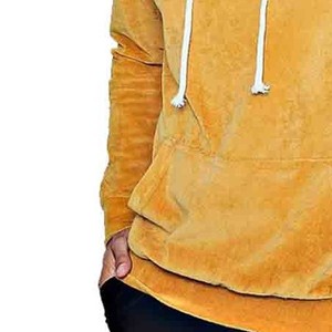 Sweat-shirt à capuche en velours pour homme, couleur unie, coupe classique, vêtement décontracté d'hiver, poche avant, pull tricoté, 100% coton respirant - Product Image 6
