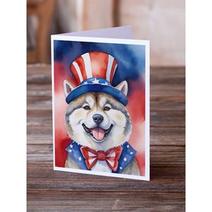 Akita Patriotic American Whimsical A7 Tamaño 5x7 Tarjetas de notas en blanco Paquete de 8 con sobres Tarjetas de felicitación - Product Image 2