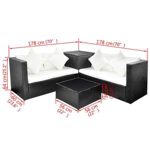 Conjunto de Muebles de Patio Modulares Medianos de Poliratán Negro - Product Image 6