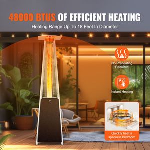 Riscaldatore da Patio Moderno a Propano da 48000 BTU con Ruote e Tubo in Vetro al Quarzo, Spina USA, per Uso Esterno - Product Image 2