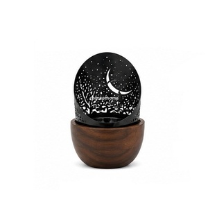 Quemador de Incienso de Madera con Tapa de Metal Negro, Diseño de Árbol Lunar, Difusor Aromático para Decoración del Hogar - Product Image 1