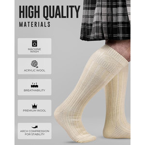 Traditional Scottish Kilt Hose <b>Socks</b> Men's Highland Wear Long Ribbed <b>Wool</b> Blend Comfortable Durable <b>Socks</b> Bulk Manufacturing - Product Image 2