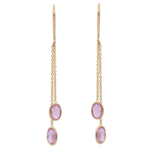 18K White Gold Modern Pink Sapphire Geometric Drop <b>Earrings</b> - Product Image 1