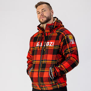 Sudadera con capucha para hombre, diseño a cuadros, material súper grueso, estilo urbano, estampado en serigrafía, color rojo desgastado. - Product Image 1