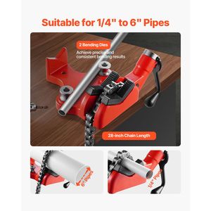 Morsa a Catena Industriale Robusta con Capacità per Tubi da 1/4'' a 6'', Base in Ghisa da 28'', Attrezzo per Fissaggio Tubi in Acciaio Resistente - Product Image 2