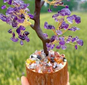 Árbol de Cristal de Amatista Hecho a Mano, Bonsái de Piedras Preciosas para Decoración del Hogar, Feng Shui y Meditación, Disponible a Buen Precio - Product Image 5