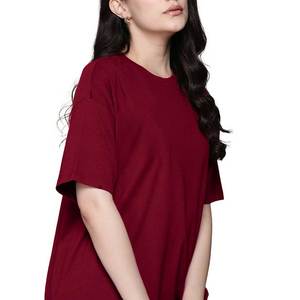 Camiseta de Cuello Redondo Extra Grande para Mujer, Color Sólido, Manga Corta, Corte Holgado, 100% Algodón Jersey, Transpirable, Estilo Casual para Todas las Temporadas - Product Image 2