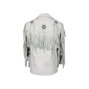 Veste en cuir suédé à franges style cowboy western Solid Trader, design vintage, style motard, vêtement d'extérieur durable pour hommes - Product Image 5