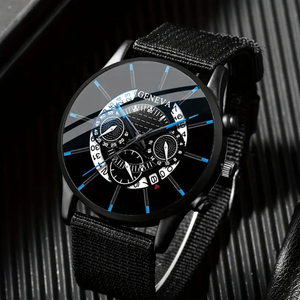6321 Juego de 4 Relojes de Cuarzo con Correa de Nailon para Hombre, Relojes Negros de Moda, Juego de Regalo para Hombre - Product Image 4