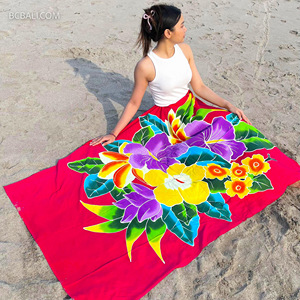 Verano nueva moda pintada a mano flores balinesas pareos Pareo rayón ropa de playa para adultos Asia Pacífico islas al por mayor - Product Image 4
