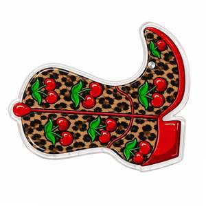 Tuile acrylique pour extensions de cils, motif léopard cerise, en forme de botte de cowboy, durable, logo personnalisé - Product Image 3