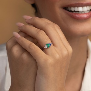 Anillo de Diamantes Naturales Inspirado en el Pavo Real en Plata de Ley 925 |   Joyería Fina Minimalista para el Día a Día para Mujer - Product Image 3