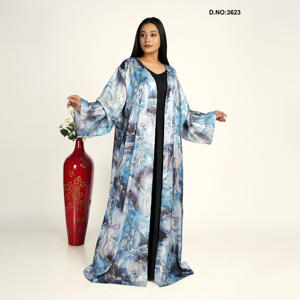 Abaya de qualité supérieure en satin jacquard avec dupatta en mousseline et hijab assorti, idéale pour les mariages et les occasions festives - Product Image 4