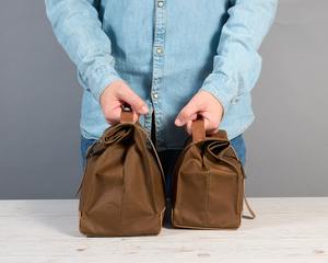 Eco Friendly Durable Leather Canvas Insulated Waterproof <b>Lunch</b> Tote Zipper Closure Reusable Food Carrier for School LCLB-0016 - Product Image 3