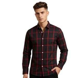 <b>Black</b> <b>Red</b> Plaid <b>Men</b> Flannel <b>Shirt</b> Long Sleeve Button Down Checkered Casual <b>Shirt</b> Soft Brushed Fabric Streetwear Wholesale - Product Image 1