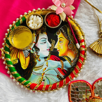 Coffret Combo Diwali et Nouvel An : Potli, Shubh Labh, Bougies Chauffe-Plat, Plateau Kumkum, Bâtonnets Tilak, Panier Écologique Traditionnel pour l'inauguration de la maison