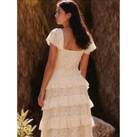 Robe longue bohème décontractée en coton brodé, manches classiques, col en V, coupe évasée, longueur ras du sol, écologique, respirante, taille naturelle