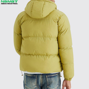 Premium Polished Finish Fabric Puffer Jacket Men Wet Look Bubble Coat Warm Thick <b>Quilted</b> Streetwear Parka - Product Image 2