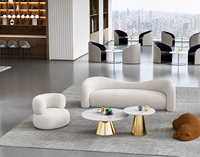 Conjunto de Sofá Curvo de Lujo Moderno con Mesas de Centro de Mármol, Diseño Escandinavo, Tapizado, para Sala de Estar, Vestíbulo de Hotel, Salón