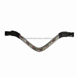 Superventas, suministro de fábrica, cristales en forma de onda, diamantes de imitación, banda decorativa de cuero elegante para cejas de caballo en cuero genuino negro - Product Image 1