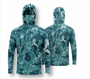 Sweat à capuche de pêche à manches longues camouflage pour homme, UPF 50, anti-UV, pull-over - Product Image 1