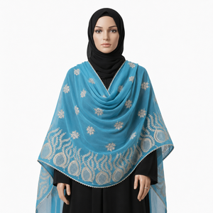 Écharpe Châle Légère et Respirante pour Femme, Motif Floral Paisley Brodé avec Strass, Vente en Gros, Personnalisation OEM ODM - Product Image 1