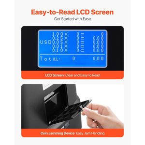 USD <b>Coin</b> <b>Sorter</b> and Counter Machine 5-Kind Capacity with Wrapper Holds 2000 <b>Coins</b> and Screen - Product Image 4