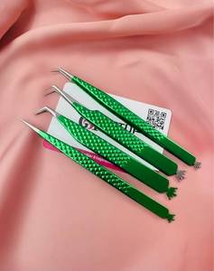 Pince à épiler pour extensions de cils Hook/Boot/Straight Isolation, noire/dorée/rose, en métal, pointe en fibre de précision, anti-magnétique, anti-statique, 10 mm - Product Image 4