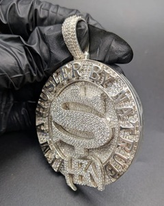 Pendentif Thème 'Je suis un Husler par nature' en Moissanite, Alliage d'Argent 925, Cristal et Strass, Breloque Hip Hop pour Homme, Cadeau - Product Image 4