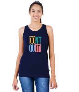 Débardeur bleu marine pour femme avec imprimé coloré « Don't Quit », col rond, sans manches, vêtement décontracté pour l'entraînement, 100 % coton tricoté respirant - Product Image 2