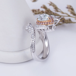 Women's 18K <b>Gold</b> Pear Cut Diamond Flower <b>Cocktail</b> <b>Ring</b> Pave Setting Luxury Fine Jewelry - Product Image 5