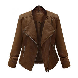 Chaqueta de Motociclista de Cuero PU de Alta Calidad Personalizada OEM para Mujer, Chaqueta Casual de Cuero Sintético con Forro de Lino y Cierre de Cremallera - Product Image 1