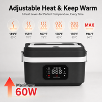 Boîte à lunch électrique rechargeable, chauffe-plat bento avec minuterie préréglée, batterie 8000 mAh, 1 L, plusieurs niveaux de chaleur pour le bureau, le travail et les voyages