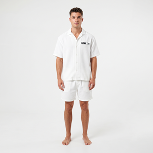 Ensemble chemise boutonnée et short pour homme, haute qualité, couleur blanche unie, tenue décontractée et sportive pour l'été - Product Image 3