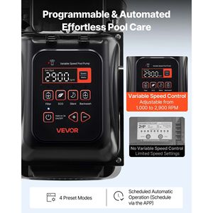 Pompa per Piscina a Velocità Variabile da 1.5 HP, AC 220-240V, 132 GPM, Autoadescante con Cestello Filtrante, Potente Pompa Filtrante per Piscine Interrate/Sopra Terra - Product Image 5