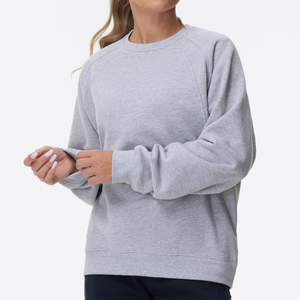 Relaxed Streetwear Private Label Women Apparel Womens <b>Sweat</b> <b>Top</b> Women's Heavyweight Sweatshirt Plain Blank Custom Logo Supplier - Product Image 3