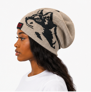 Custom Jacquard Graphic Knit <b>Beanie</b> Oversized Slouchy Graphic <b>Beanie</b> For <b>Women</b> Streetwear Style <b>Beanie</b> <b>Hat</b> - Product Image 2