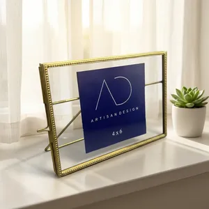 ARTISAN DESIGN Luxury Brass Metal Glass <b>Photo</b> <b>Frame</b> <b>7x5</b> inch Tabletop Picture <b>Frame</b> Decorative Desktop Display <b>Frame</b> Home Office - Product Image 1