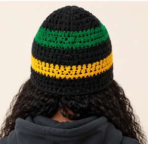 Gorro de punto jacquard personalizado, estilo slouchy, hecho a mano, con rayas reggae, gorro de ganchillo, gorro de punto a rayas, hecho a mano. - Product Image 4