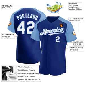 Maillot de baseball personnalisé pour homme, bleu, imprimé sérigraphié, anti-humidité, manches courtes, coupe classique, pour équipe adulte - Product Image 5