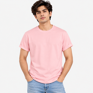 Men's Premium <b>Plain</b> <b>Pink</b> T-Shirt Soft Cotton Neck Half Sleeve Casual Summer Customizable High Quality Nexfit Athletics Quick Dry - Product Image 1