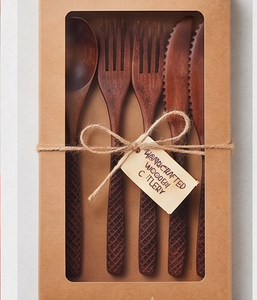 Ensemble de couverts géométriques en bois de qualité supérieure, design élégant, parfait pour la cuisine, la vaisselle et les mariages, événements spéciaux. - Product Image 4