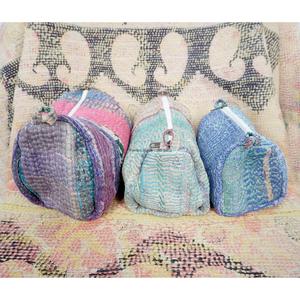 New Design Vintage Kantha <b>Patchwork</b> Tassel Zipper Closure Eco-Friendly 3-Pouch Set Cosmetic <b>Bag</b> for Wedding & Return Gifts - Product Image 2