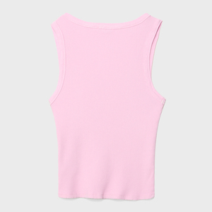 Débardeur en tricot rose pour femme, col rond, couleur unie, coupe classique minimaliste - Product Image 2