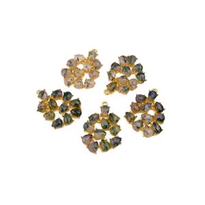 Moss Agate Natures Veil Pendentif anti-ternissement fait à la main Plaqué or Multi Stone Gemstone Charm for Prong Setting Wedding Gift - Product Image 1