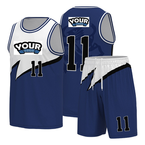 Ensemble de maillots de basket-ball personnalisés à col en V sans manches, imprimés numériquement, numéro 11, logo, adultes, unisexe, polyester respirant, équipe - Product Image 1