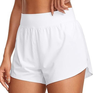 <b>Women's</b> Sporty <b>Skorts</b> High Waist Elastic Waist Solid Color Knitted Breathable Regular Fit White - Product Image 1