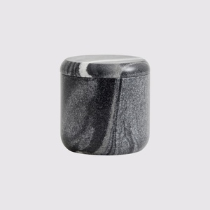 white marble spiral ribbed storage <b>jar</b> airtight canister natural stone kitchen container tea coffee sugar <b>spice</b> <b>jar</b> bathroom org - Product Image 4